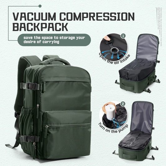 Men Vacuum Compression Backpack 15.6In Laptop Backpack Expand Hiking Vacuum Travel Backpack, Ryanair Backpack 40X20X25 Cabin Bag