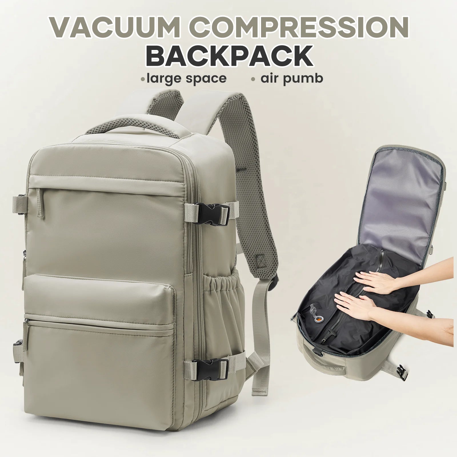 Men Vacuum Compression Backpack 15.6In Laptop Backpack Expand Hiking Vacuum Travel Backpack, Ryanair Backpack 40X20X25 Cabin Bag
