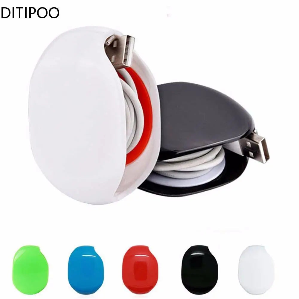 Automatic Closing Cable Cord Wire Organizer Bobbin Winder Earphone Wrap for Headphone Storage Cable Winder